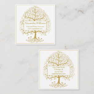 Elegant Gold Weißer Baum des Lebens Personalisiert Quadratische Visitenkarte