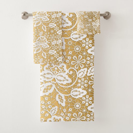 ELEGANT GOLD WHIRLLACE BADEZIMMER TOWEL SET (Insitu)