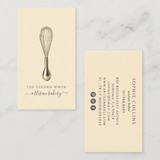 Elegant Gold Whisk Baker Bakery Chef Caterer Visitenkarte