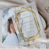 Elegant Gold White 1920er Deko Frame Wedding Pergament Einladungen