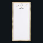 Elegant Gold White 2 Monogram Script Name Magnetic Magnetischer Notizblock<br><div class="desc">Moderne, elegante Kalligraphie 2 Monogram Script Gold und White Name Custom Personalisiert Mitteilungskarten. Es zeigt Imitate goldene Rahmen auf weißem Hintergrund. Sie können dieses Notizblock mit Ihrem Namen, 2 Monogramm Initial (handgeschriebenes Kalligrafieschrift) anpassen. Wenn Sie keine Personalisierung benötigen, können Sie diese löschen. Ideal für Lehrer, Networking, Unternehmer, Beauty und mehr....</div>