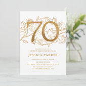 Elegant Gold White 70. Geburtstag Einladung (Stehend Vorderseite)