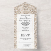 Elegant Gold White Chic Damask All In One Einladung (Innen Boden)