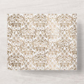 Elegant Gold White Chic Damask All In One Einladung (Rückseite)