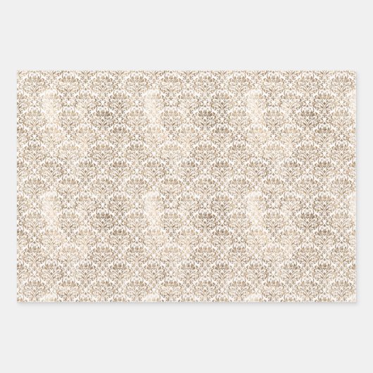 Elegant Gold White Chic Damask Geschenkpapier Set (Vorderseite)