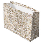 Elegant Gold White Chic Damask Große Geschenktüte (Rückseite Schrägansicht)