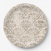 Elegant Gold White Chic Damask Pappteller (Vorderseite)