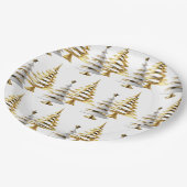 Elegant Gold & White Christmas winter snow tree Pappteller (Schrägansicht)