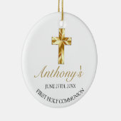 Elegant Gold White First Heilige Kommunion Keepake Keramik Ornament (Rechts)