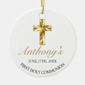 Elegant Gold White First Heilige Kommunion Keepake Keramik Ornament (Vorne)