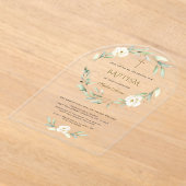 Elegant Gold White Flowers Cross Baptism Acryleinladungen (Ablage )