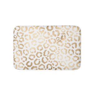 Elegant Gold White Leopard Cheetah Animal Print Badematte