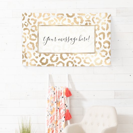 Elegant Gold White Leopard Cheetah Animal Print Banner (Insitu)
