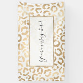 Elegant Gold White Leopard Cheetah Animal Print Banner (Vertikal)