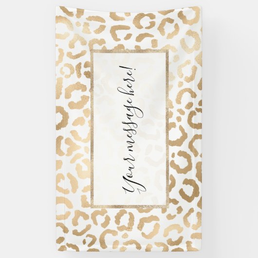 Elegant Gold White Leopard Cheetah Animal Print Banner (Vertikal)