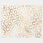 Elegant Gold White Leopard Cheetah Animal Print Fleecedecke (Vorderseite (Horizontal))