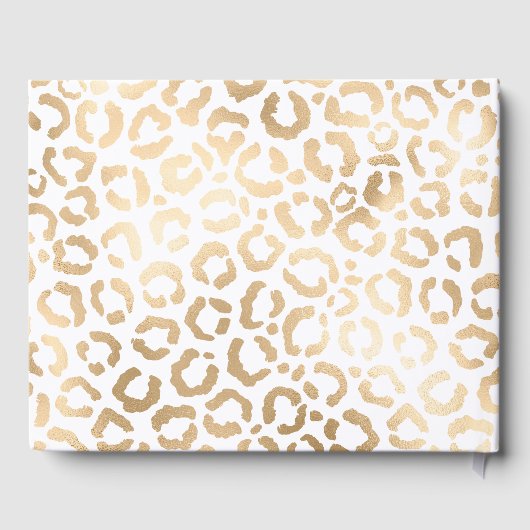 Elegant Gold White Leopard Cheetah Animal Print Gästebuch (Rückseite)