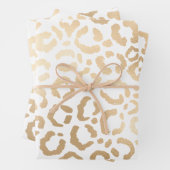 Elegant Gold White Leopard Cheetah Animal Print Geschenkpapier Set (Beispiel)