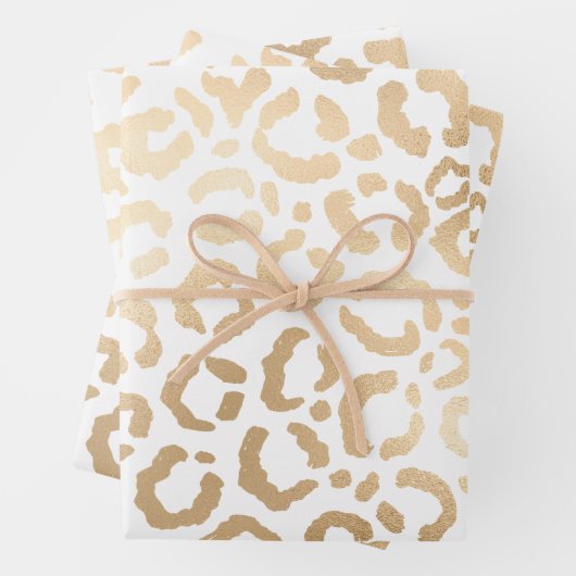 Elegant Gold White Leopard Cheetah Animal Print Geschenkpapier Set (Beispiel)