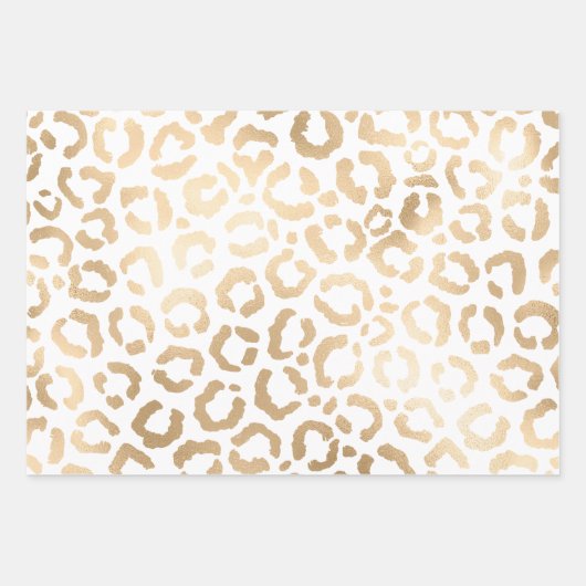 Elegant Gold White Leopard Cheetah Animal Print Geschenkpapier Set (Vorderseite)