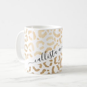 Elegant Gold White Leopard Cheetah Animal Print Kaffeetasse