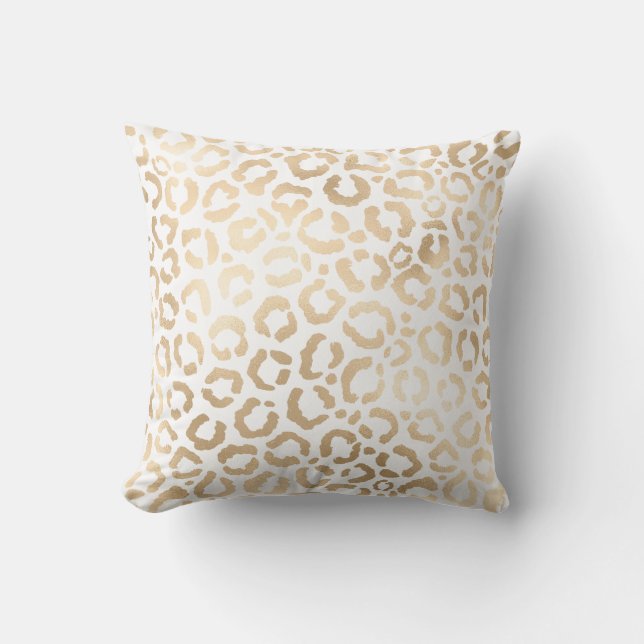 Elegant Gold White Leopard Cheetah Animal Print Kissen (Vorderseite)