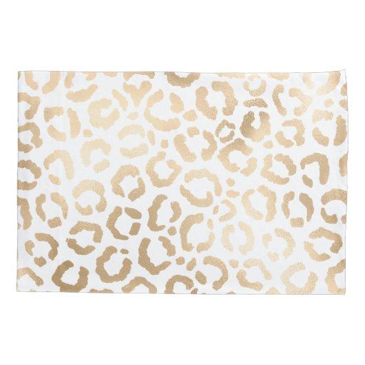 Elegant Gold White Leopard Cheetah Animal Print Kissenbezug (Rückseite)