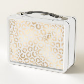 Elegant Gold White Leopard Cheetah Animal Print Metall Brotdose (Rückseite)