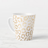 Elegant Gold White Leopard Cheetah Animal Print Milchtasse (Linke Ecke)