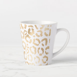 Elegant Gold White Leopard Cheetah Animal Print Milchtasse