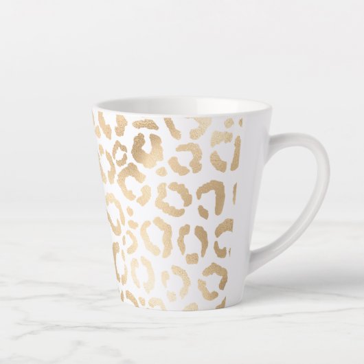 Elegant Gold White Leopard Cheetah Animal Print Milchtasse (Rechts)