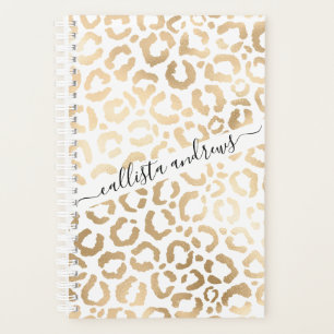 Elegant Gold White Leopard Cheetah Animal Print Planer