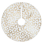 Elegant Gold White Leopard Cheetah Animal Print Polyester Weihnachtsbaumdecke (Vorderseite)