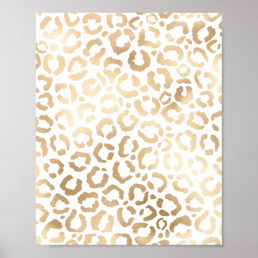 Elegant Gold White Leopard Cheetah Animal Print Poster (Vorne)