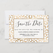 Elegant Gold White Leopard Cheetah Animal Print Save The Date (Vorderseite)