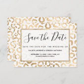 Elegant Gold White Leopard Cheetah Animal Print Save The Date (Vorne/Hinten)