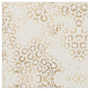 Elegant Gold White Leopard Cheetah Animal Print Stoff