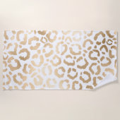 Elegant Gold White Leopard Cheetah Animal Print Strandtuch (Vorderseite)