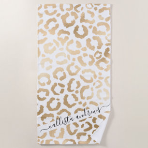 Elegant Gold White Leopard Cheetah Animal Print Strandtuch