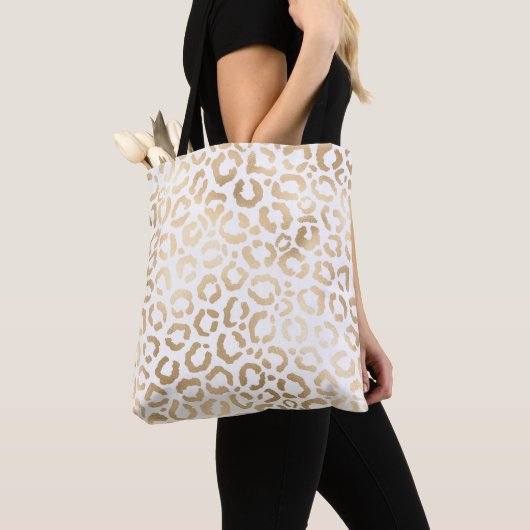 Elegant Gold White Leopard Cheetah Animal Print Tasche (Von Nahem)