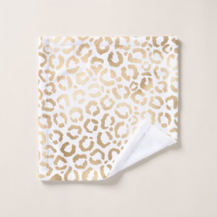 Elegant Gold White Leopard Cheetah Animal Print Waschlappen