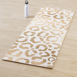Elegant Gold White Leopard Cheetah Animal Print Yogamatte