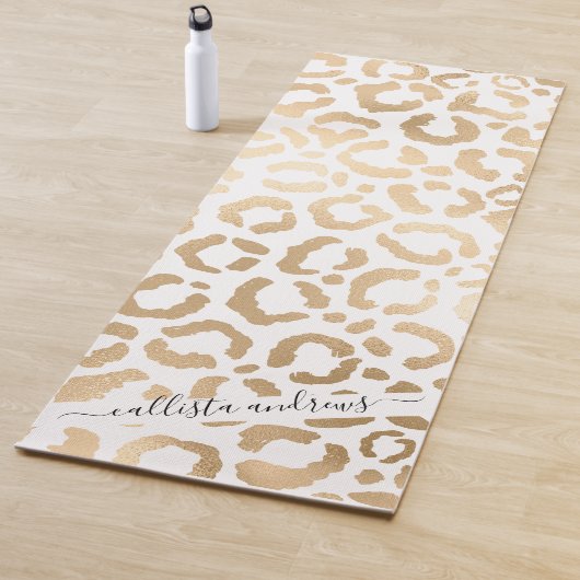 Elegant Gold White Leopard Cheetah Animal Print Yogamatte (Beispiel)
