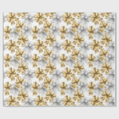 Elegant Gold White Metallic Bows Weihnachtsfeierta Geschenkpapier (Flach)