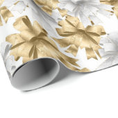 Elegant Gold White Metallic Bows Weihnachtsfeierta Geschenkpapier (Rolleneckpunkt)