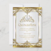 Elegant Gold White Pearl Princess Quinceanera Einladung (Vorderseite)