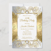 Elegant Gold White Pearl Silver Swirt Geburtstag Einladung (Vorderseite)