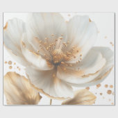 Elegant Gold & White Poppy Wedding Wrapping Paper Geschenkpapier (Flach)