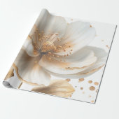 Elegant Gold & White Poppy Wedding Wrapping Paper Geschenkpapier (Ungerollt)