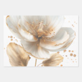 Elegant Gold & White Poppy Wedding Wrapping Paper Geschenkpapier Set (Vorderseite 2)
